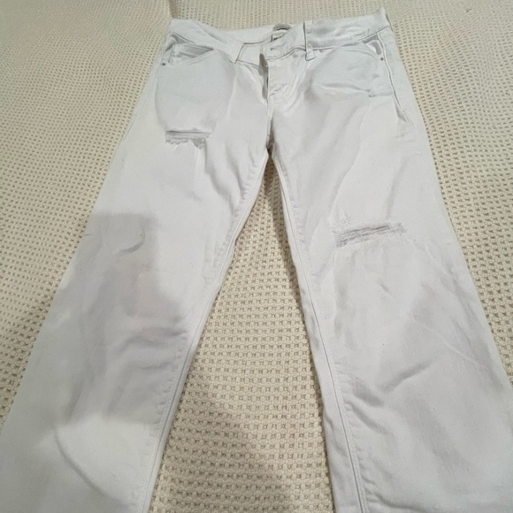 Sneak Peak brand distressed white boyfriend jeans